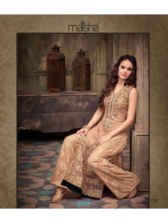 MA-2206 Peach Almond Chiffon Maskeen Maisha Crush Dress MA-2206 Peach Almond Chiffon Maskeen Maisha Crush Dress