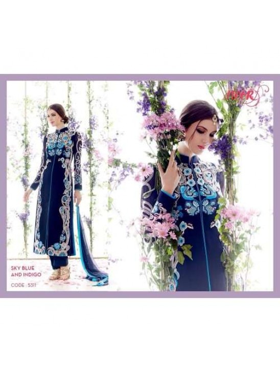 5311 Sky Blue and Indigo Heer Designer Suit 5311 Sky Blue and Indigo Heer Designer Suit