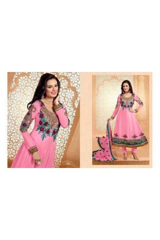 Rose Quartz Pink Zisa Designer Party Anarkali Suit 