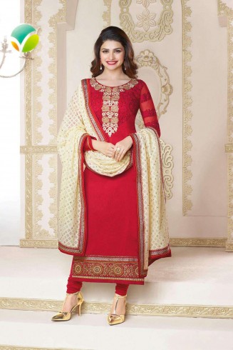 Red Prachi Desai Kaseesh 7 Party Wear Salwar Kameez KA2587