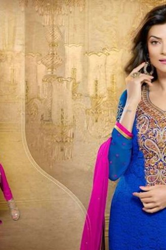 Blue Sushmita Sen Pure Georgette Straight Suit