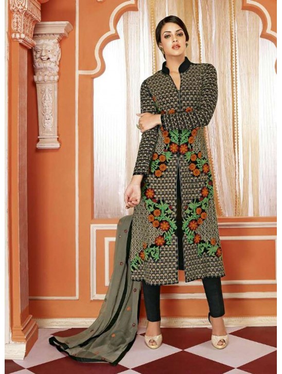 Black ENIGMATIC WEDDING WEAR GEORGETTE ANARKALI DRESS Black ENIGMATIC WEDDING WEAR GEORGETTE ANARKALI DRESS