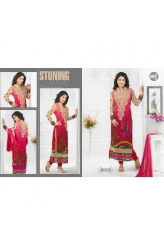 Pinkish Red HEENARI PARTY WEAR GEORGETTE SHALWAR SUIT
