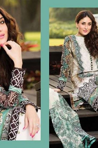ZC04 Faraz Manan White Lawn Crescent Summer Suit 2015 [ Replica ]