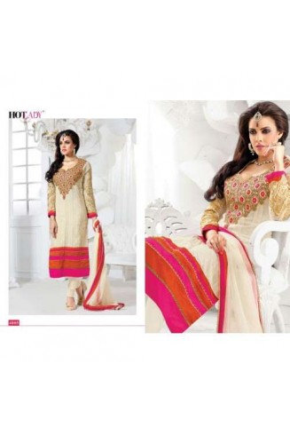 Pink "HOTLADY" BY MEHZABI PARTY WEAR LONG STRAIGHT SALWAR KAMEEZ