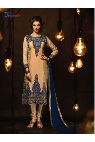 Peach RANGSUTRA PARTY WEAR GEORGETTE CHURIDAR LONG SALWAR SUIT