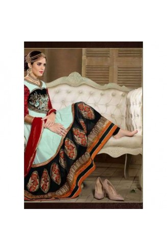 Light Blue and Black SHABANA BY SAINX DESIGNER WEAR ANARKALI
