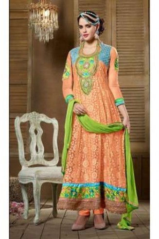 Orange SHABANA BY SAINX DESIGNER WEAR ANARKALI