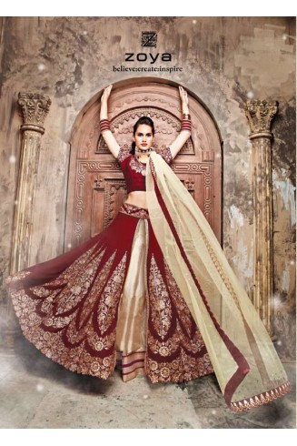 Maroon Sapphire Lehenga Pakistani Bridal Anarkali Dress