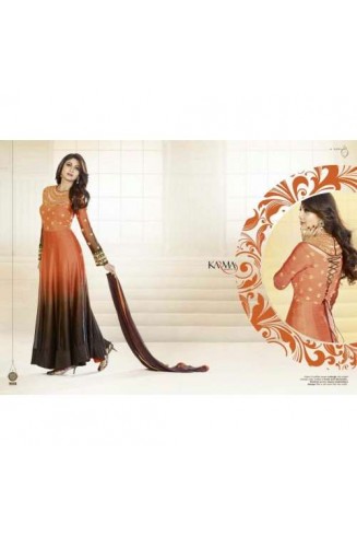 Black and Brown FLORAL KARMA DESIGNER WEAR DRESS