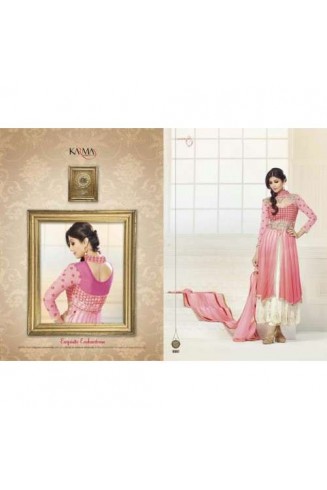 Pink and White FLORAL KARMA DESIGNER WEAR DRESS