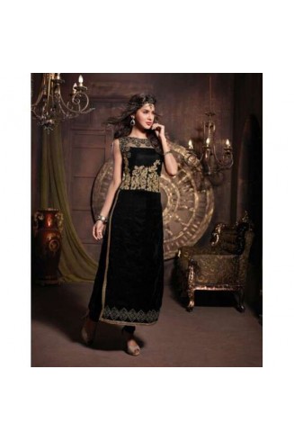 Black MASKEEN BY MAISHA DETAILED EMBROIDERED WINTER WEAR DESIGNER SUIT ( Replica)
