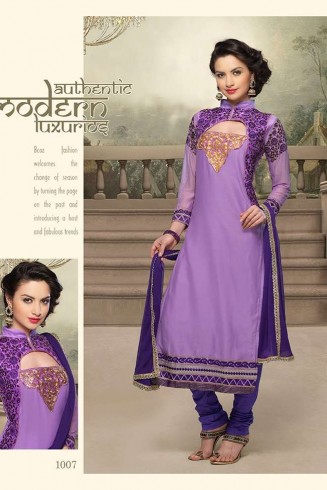 Purple  NITA PARTY WEAR LONG STRAIGHT SALWAR KAMEEZ