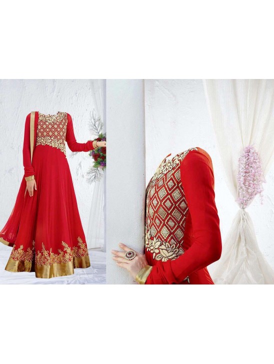 Red Party Anarkali Wedding Wear Dress