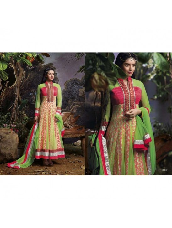 Yellow & Green Indian Asian Anarkali Suit