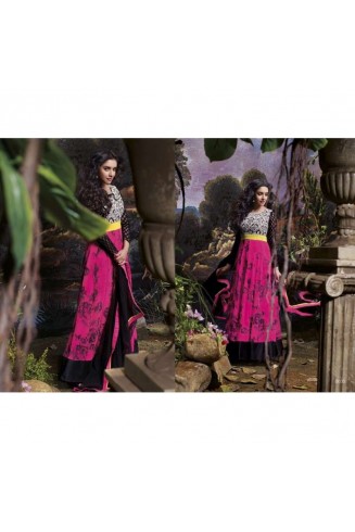 Black & Purple Indian Designer Anarkali Dress