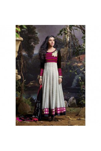 Black & Grey Indian Designer Occasional Anarkali Dress