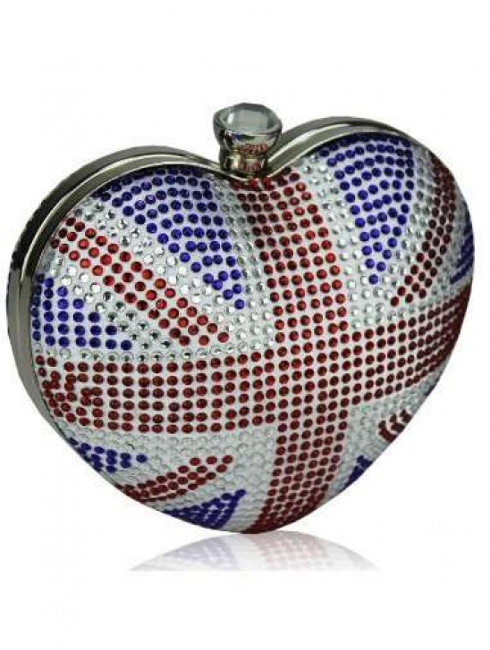Union Jack Love Heart Crystal Clutch Bag Union Jack Love Heart Crystal Clutch Bag