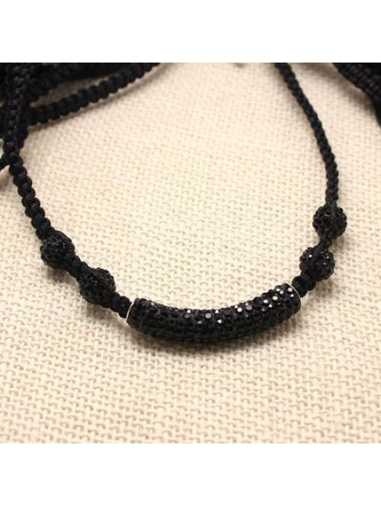 BLACK TUBE CRYSTAL NECKLACE