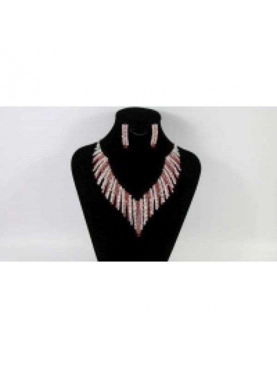 Drop Red Crystal Necklace And Earring Set Drop Red Crystal Necklace And Earring Set