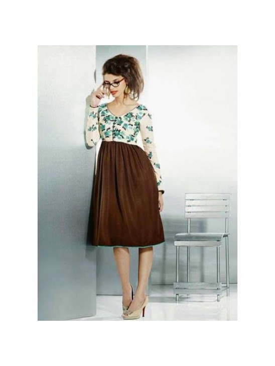 Brown & White Pashmina Winter Pakistani Designer Kurti Brown & White Pashmina Winter Pakistani Designer Kurti