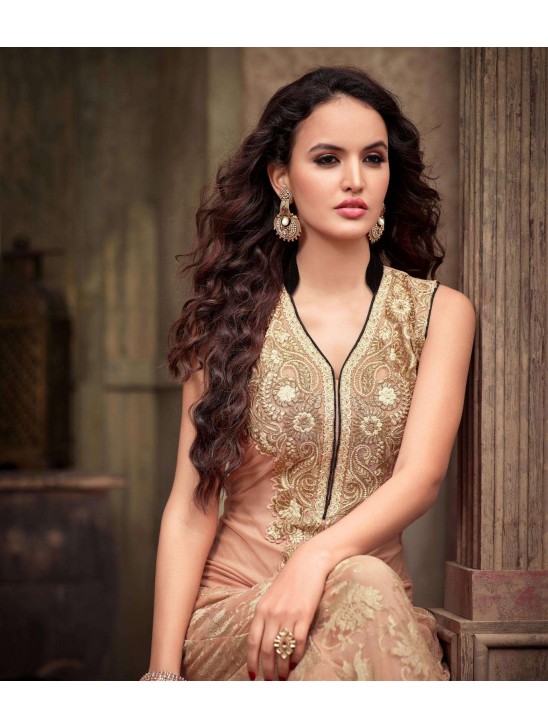 MA-2206 Peach Almond Chiffon Maskeen Maisha Crush Dress MA-2206 Peach Almond Chiffon Maskeen Maisha Crush Dress