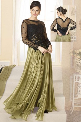 Mehak Black and Yellow Green Wedding Wear Georgette & Net Anarkali Suit 