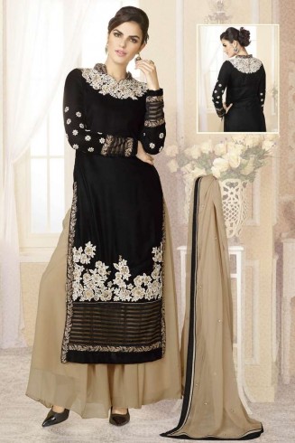 Black & Beige Palazzo Pant Suit Indian Designer Wedding Wear