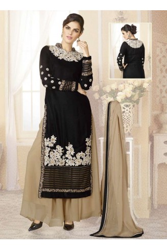 Black & Beige Palazzo Pant Suit Indian Designer Wedding Wear