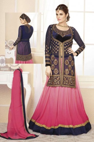 Pink & Purple Indian Lehenga Choli Designer Party Dress