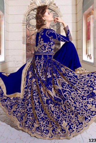 Z-12003A BLUE ZOYA GLITERZ STYLISH WEDDING WEAR DRESS (5 PIECE SUIT)
