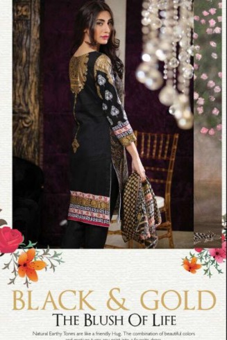 EA-36 BLACK ESHA AISHA LAWN EMBROIDERED SALWAR SUIT