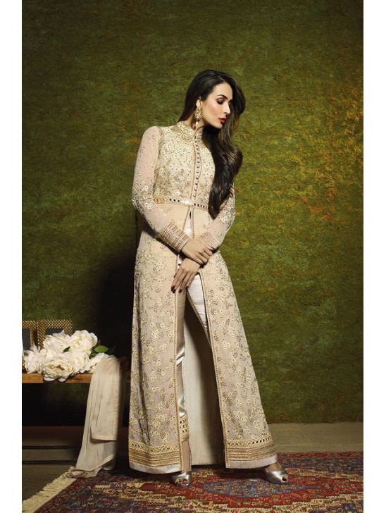 Off white Maxi Gown Front Slit Long Party Dress