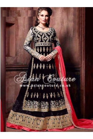 Black Embroidered Lehenga Pakistani Party Wedding Dress