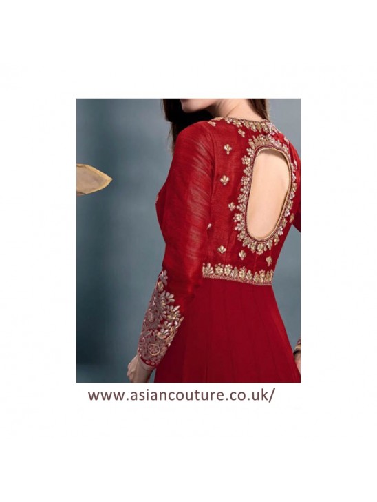 Red Anarkali Dress Traditional Indian Designer Suit