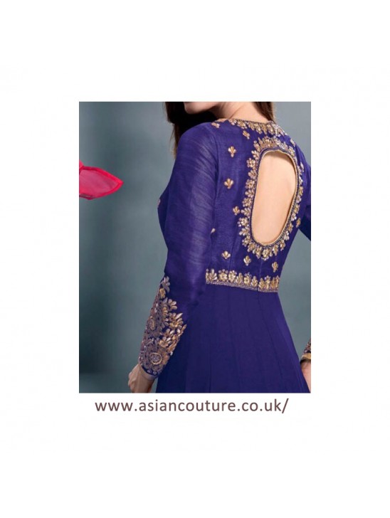 Blue Pink Indian Party Dress Designer Anarkali Suit
