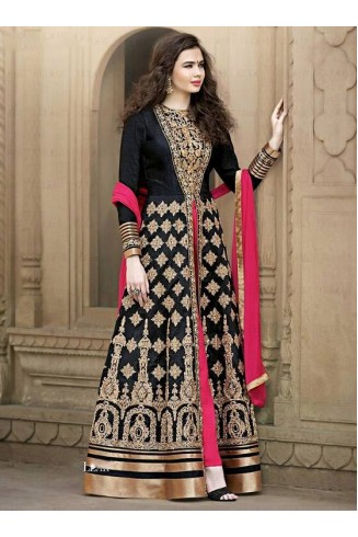 Black & Pink Bridal Gown Pakistani Designer Anarkali Suit