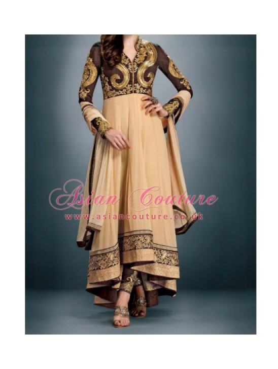 Brown & Gold Indian Frock Exclusive Anarkali Suit Brown & Gold Indian Frock Exclusive Anarkali Suit