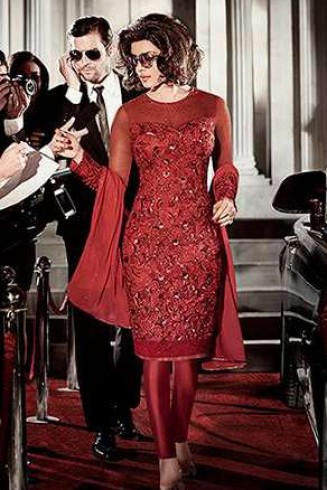 ZAHR5118 RED COLOUR HEROINE PRIYANKA CHOPRA STYLISH DRESS