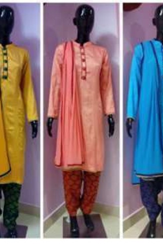 Elegant Evening Wear Ready Made Silk Suit