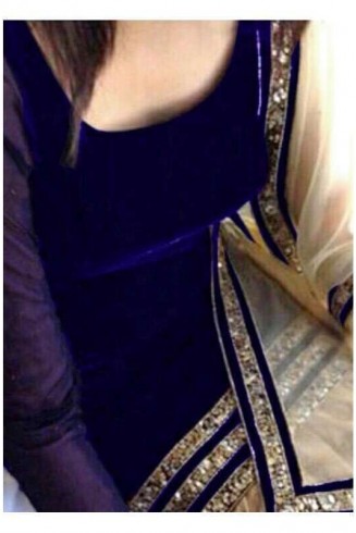 Sajawat Vel42C  Blue Velvet Salwar Kameez Suit