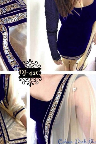 Sajawat Vel42C  Blue Velvet Salwar Kameez Suit