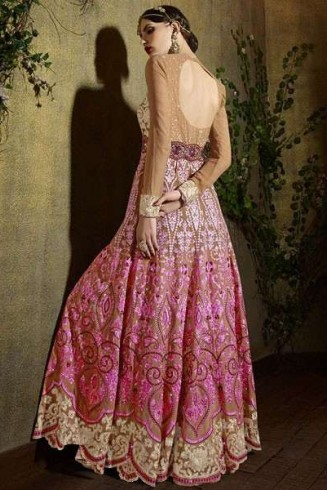 8103 PINK AND BROWN KARMA TRENDS ANARKALI DRESS