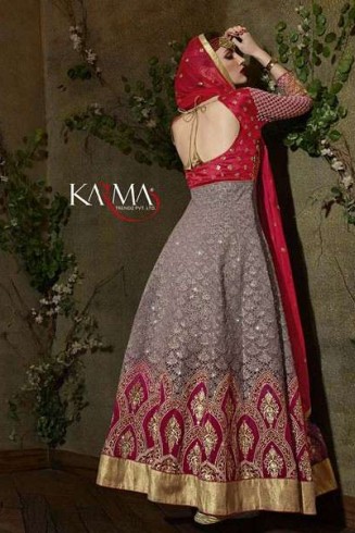 8106 RED AND GREY KARMA TRENDS ANARKALI DRESS