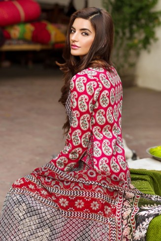 Rust Brown Khaadi Embroided Shirt with Shalwar & Dupatta