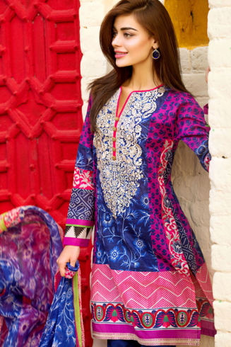 ZE15202B Khaadi Embroided Shirt with Shalwar &Dupatta [ Replica ]