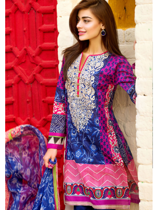 ZE15202B Khaadi Embroided Shirt with Shalwar &Dupatta [ Replica ]