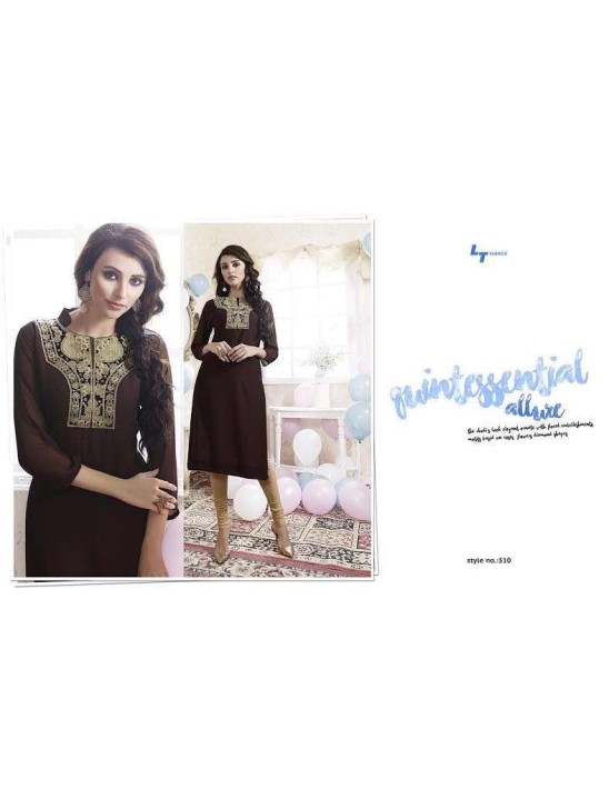 Brown Georgette Embroidered Ready to Wear Indian Kurti Brown Georgette Embroidered Ready to Wear Indian Kurti