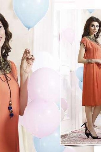 Orange Georgette Indian Party Wear Kurti 