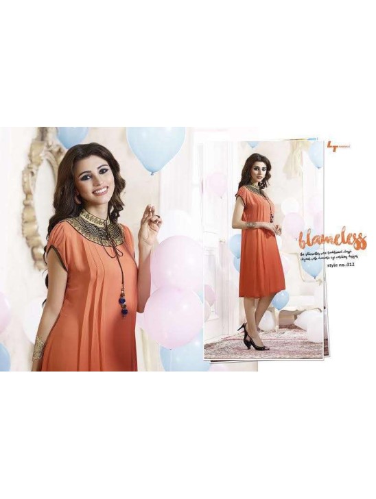 Orange Georgette Indian Party Wear Kurti Orange Georgette Indian Party Wear Kurti